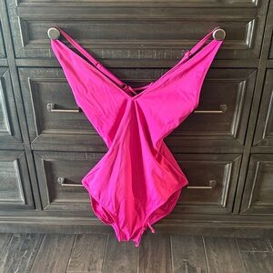 Ta3 Bright Pink One-Piece Swimsuit with corset back